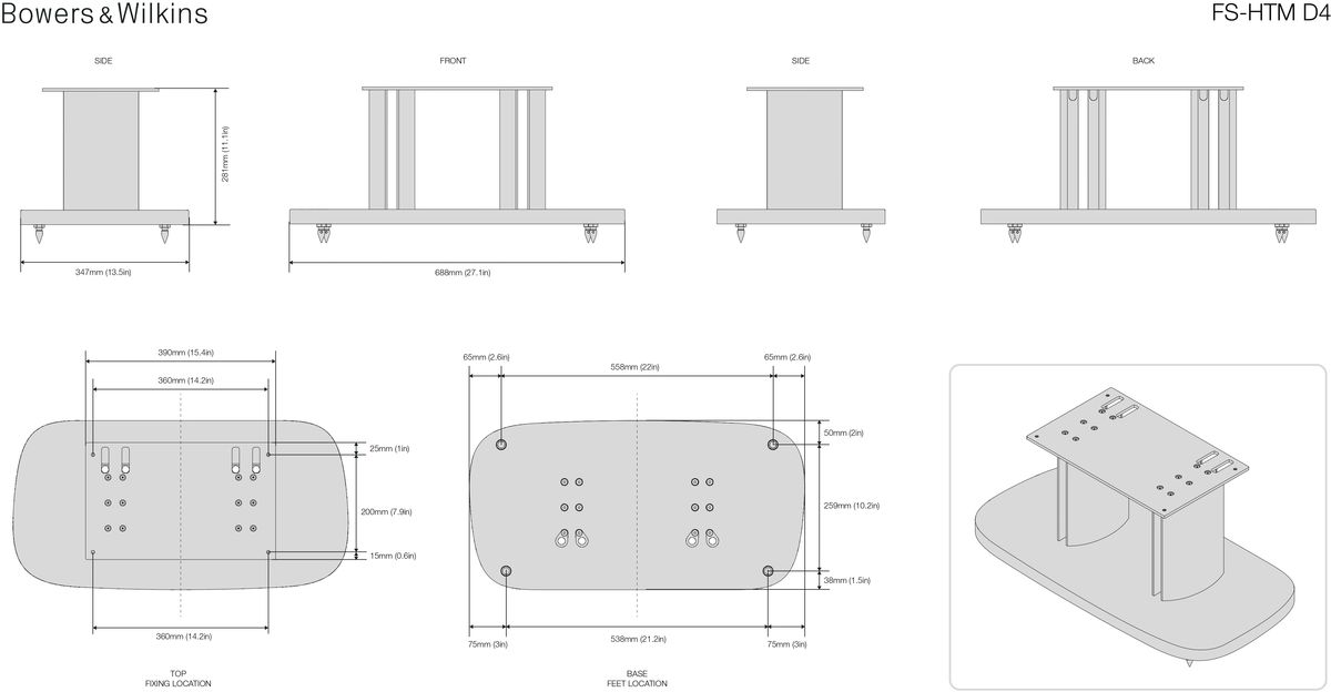 Dimensions du pied d'enceinte FS-HTM D4