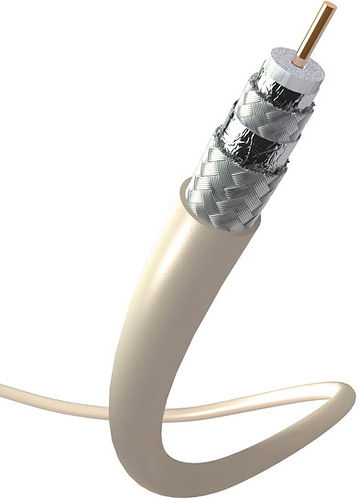 Câble coaxial Mâle / Femelle + adaptateur Mâle / Mâle coudé blanc Blyss Or,  3 m | Castorama