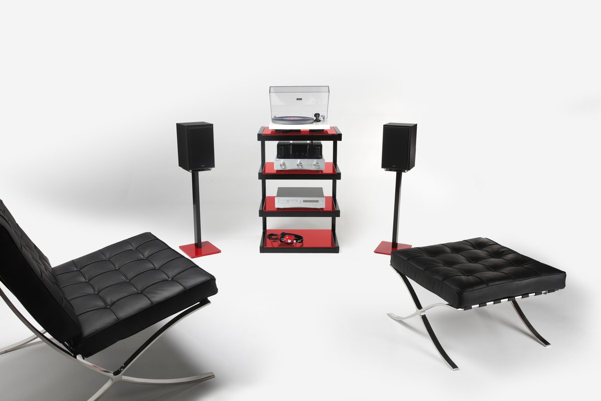 Meuble Hifi Norstone Esse - Noir Et Noyer, 4 étagères Robustes Pour Votre équipement Audio Et Home Cinéma