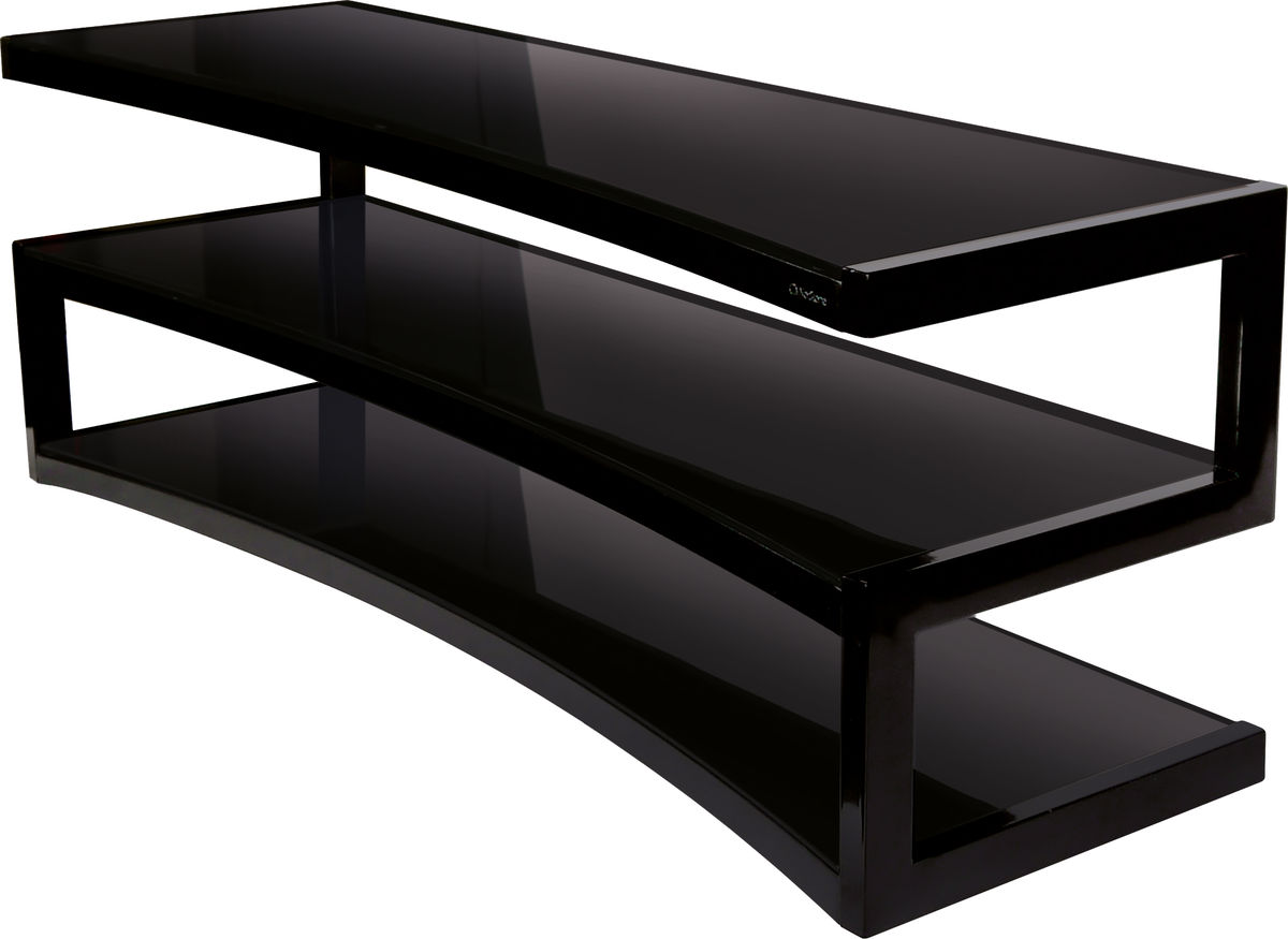 Meuble TV En Verre Transparent 80 Cm Avec Gestion Des Câbles - 3 étagères, Design Moderne Pour TV LED/LCD/Plasma Jusqu'à 42 Pouces